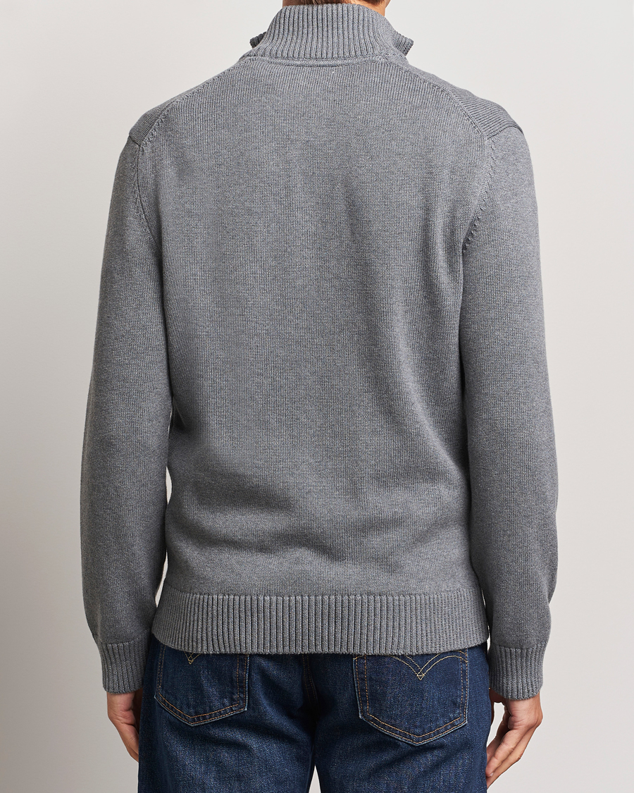Herr | Tröjor | GANT | Casual Cotton Half Zip Dark Grey Melange