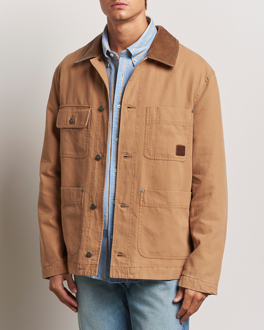 Herr | Jackor | GANT | Cotton Work Jacket Roasted Walnut
