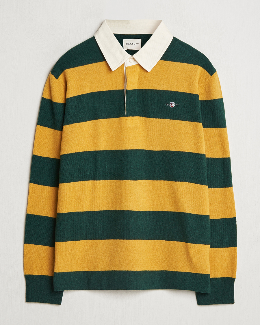 Herr | Tröjor | GANT | Extra Fine Lambswool Striped Rugger Tartan Green