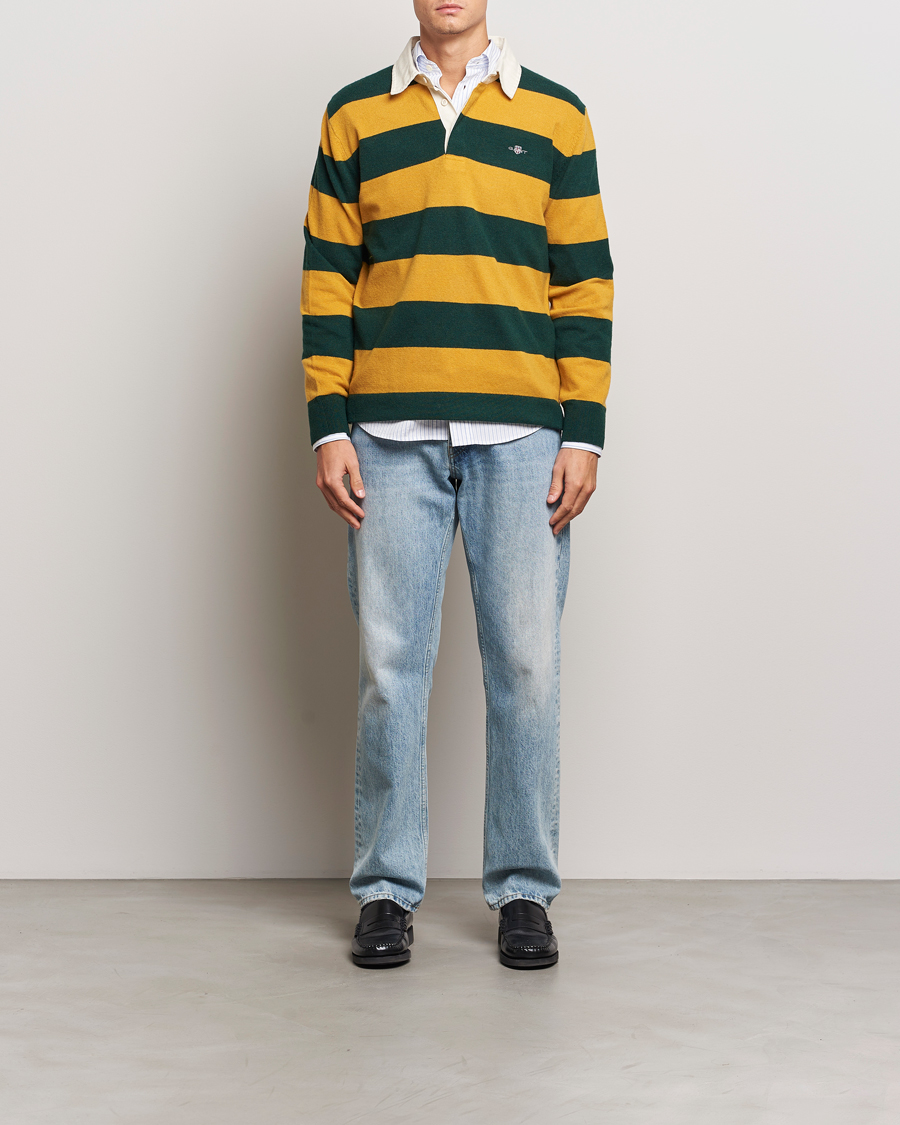 Herr | Tröjor | GANT | Extra Fine Lambswool Striped Rugger Tartan Green