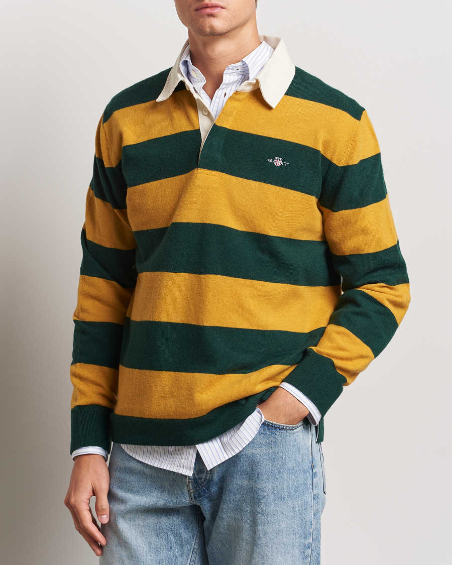 Herr | Tröjor | GANT | Extra Fine Lambswool Striped Rugger Tartan Green