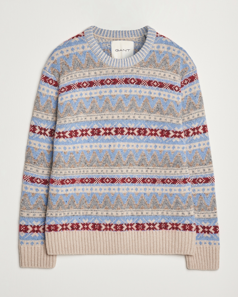 Herr | Tröjor | GANT | Fair Isle Crew Neck Clear Sky