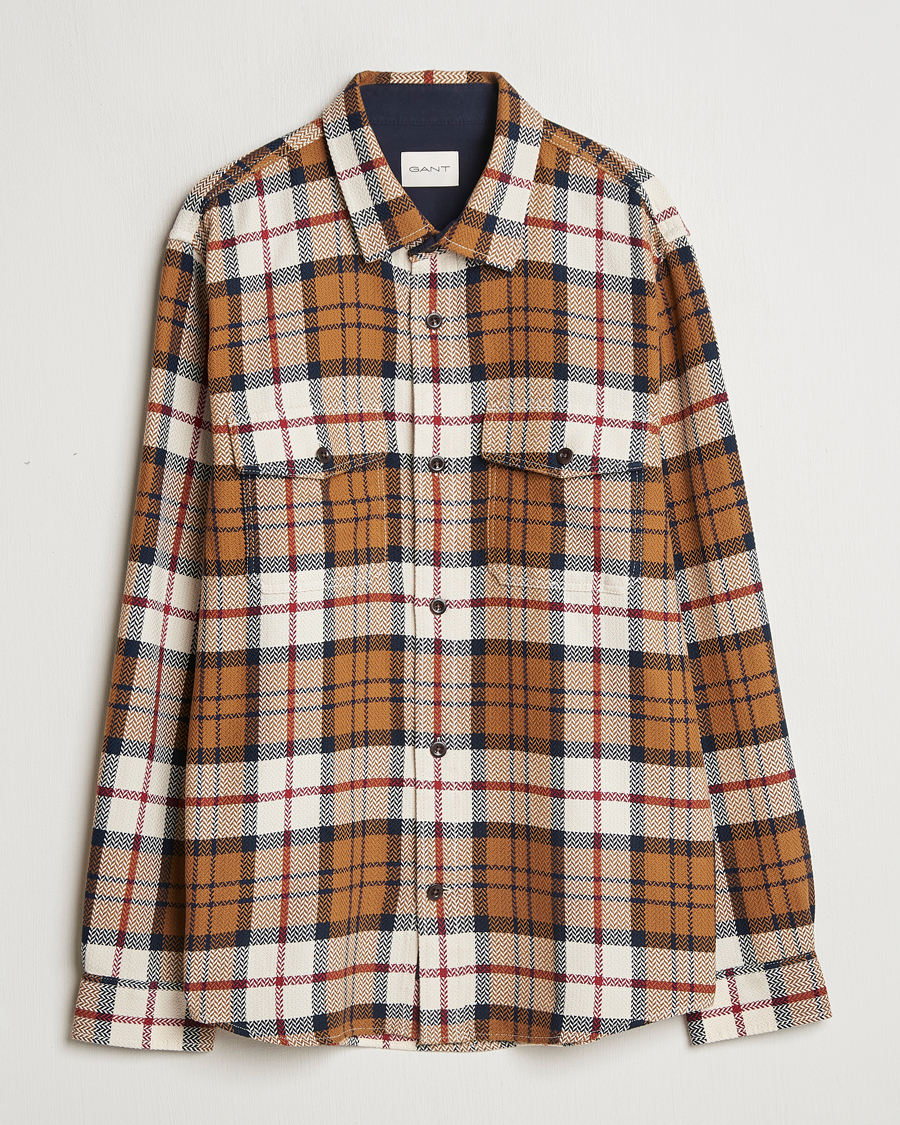 Herr | Skjortor | GANT | Herringbone Checked Overshirt Warm Earth