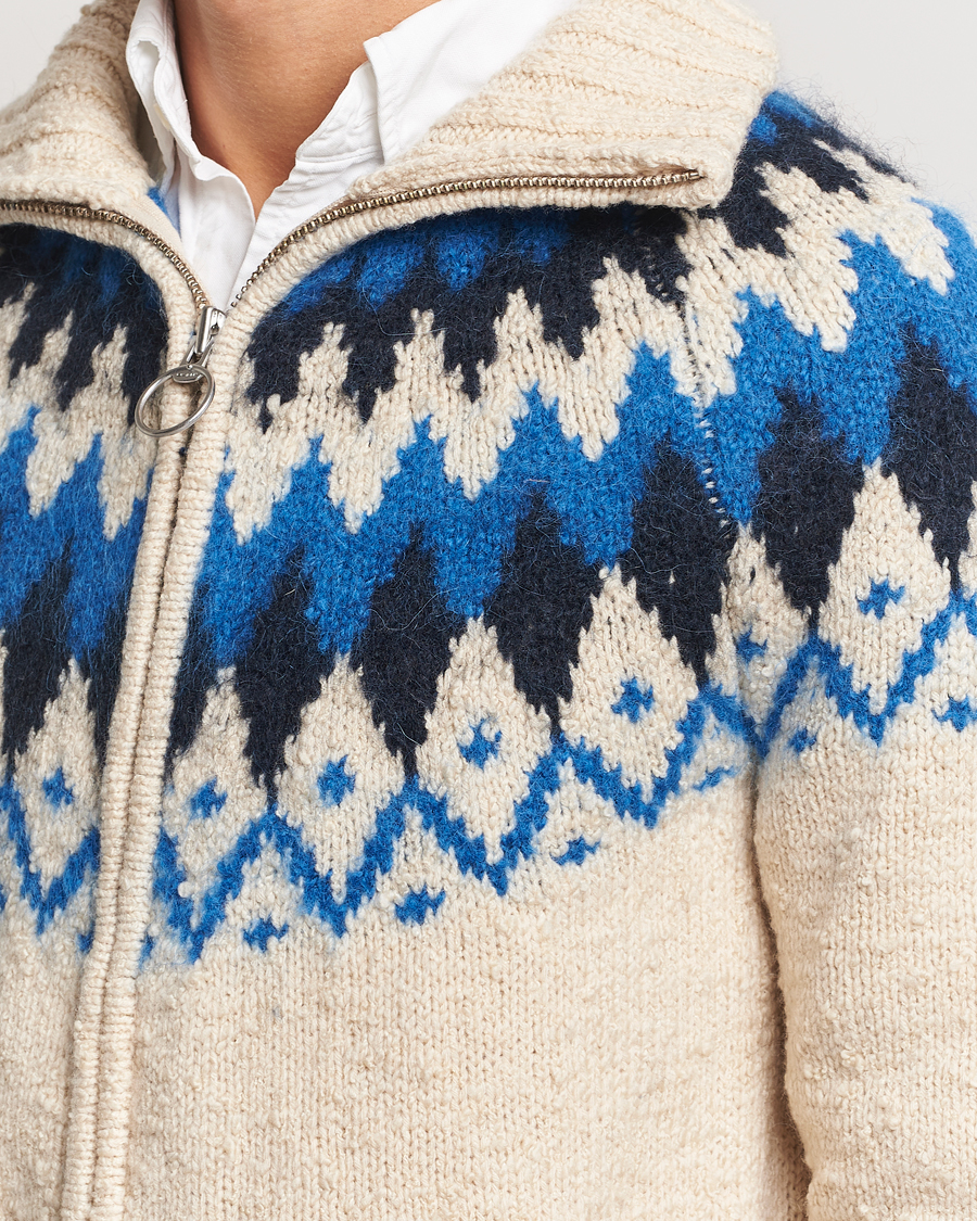 Herr | Tröjor | Gant | Jacquard Zip Cardigan Cream