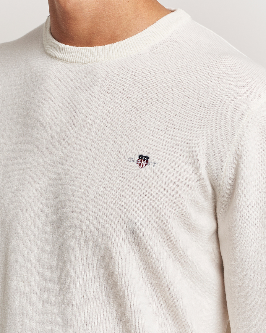 Herr | Tröjor | GANT | Lambswool Crew Neck Pullover Cream