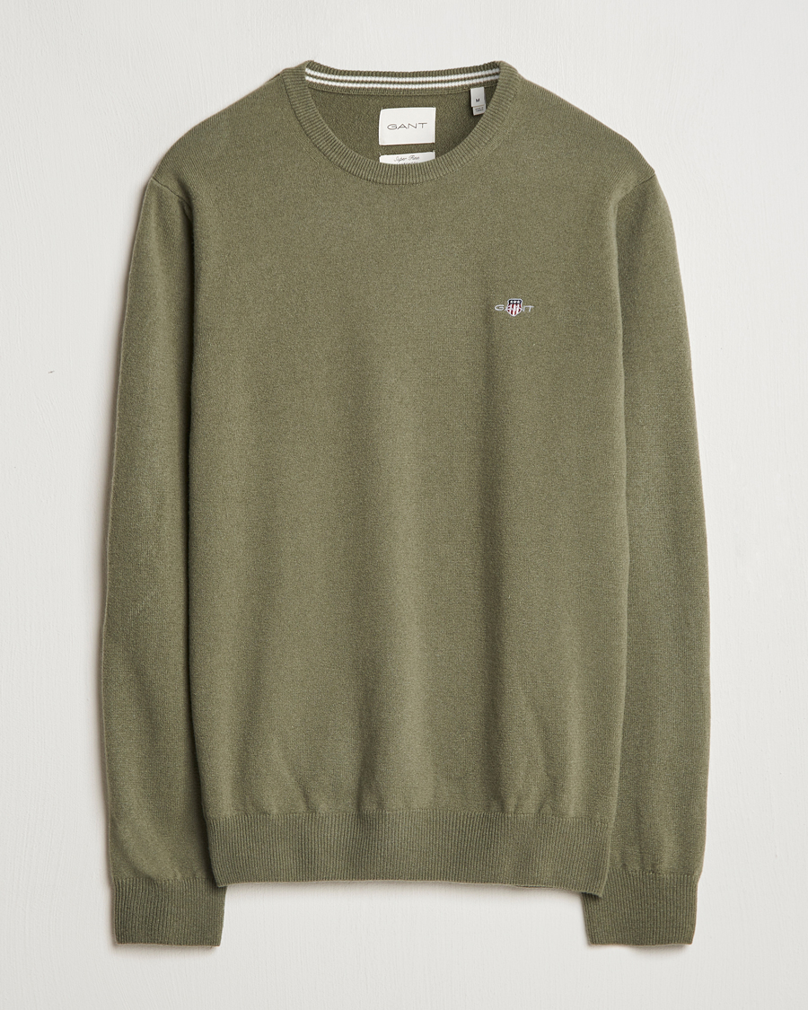 Herr | Tröjor | GANT | Lambswool Crew Neck Pullover Juniper Green