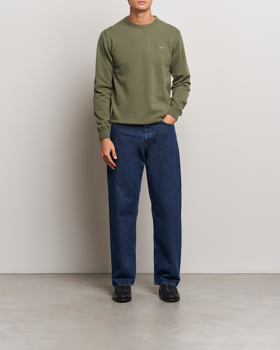 Herr | Tröjor | GANT | Lambswool Crew Neck Pullover Juniper Green
