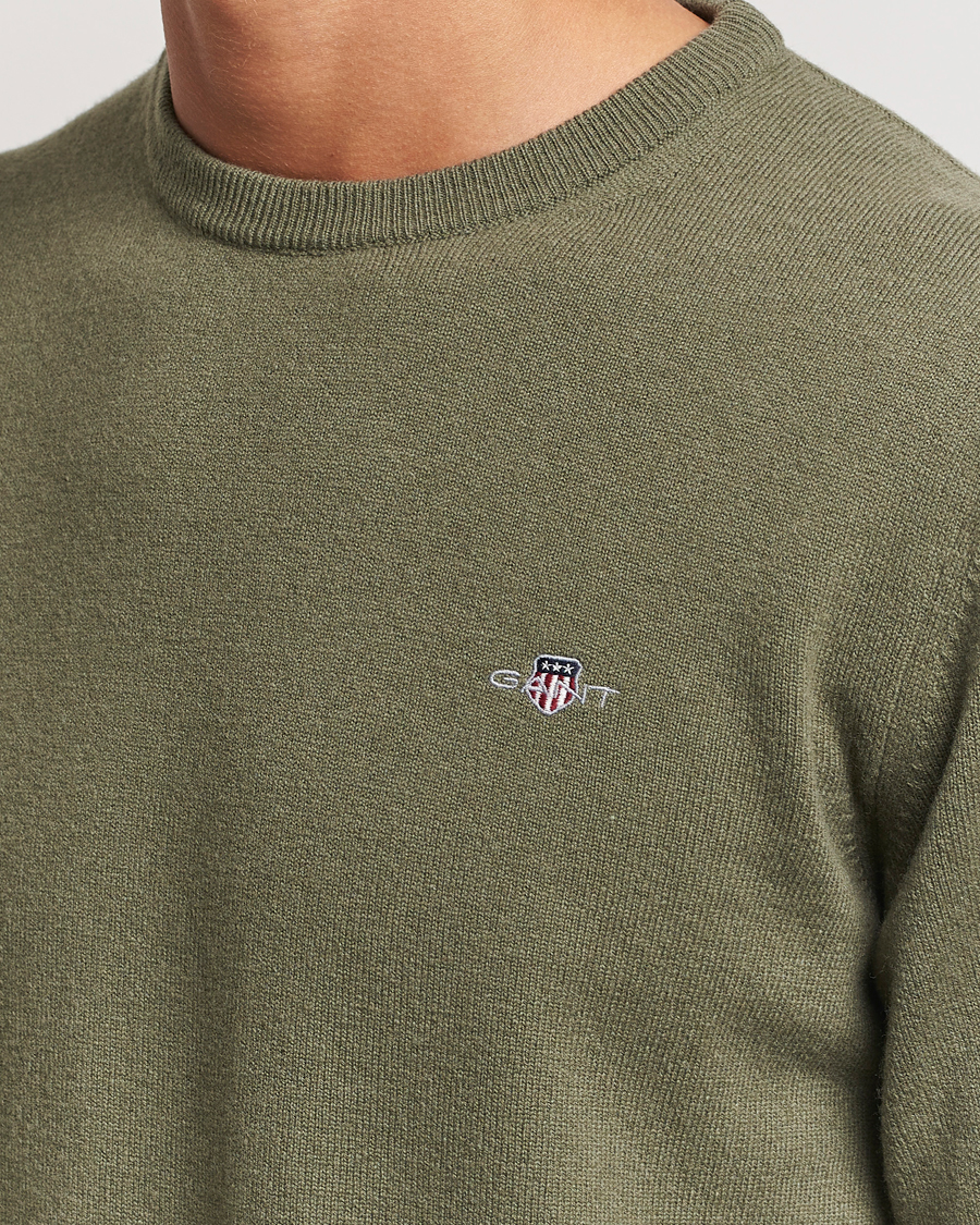 Herr | Tröjor | GANT | Lambswool Crew Neck Pullover Juniper Green