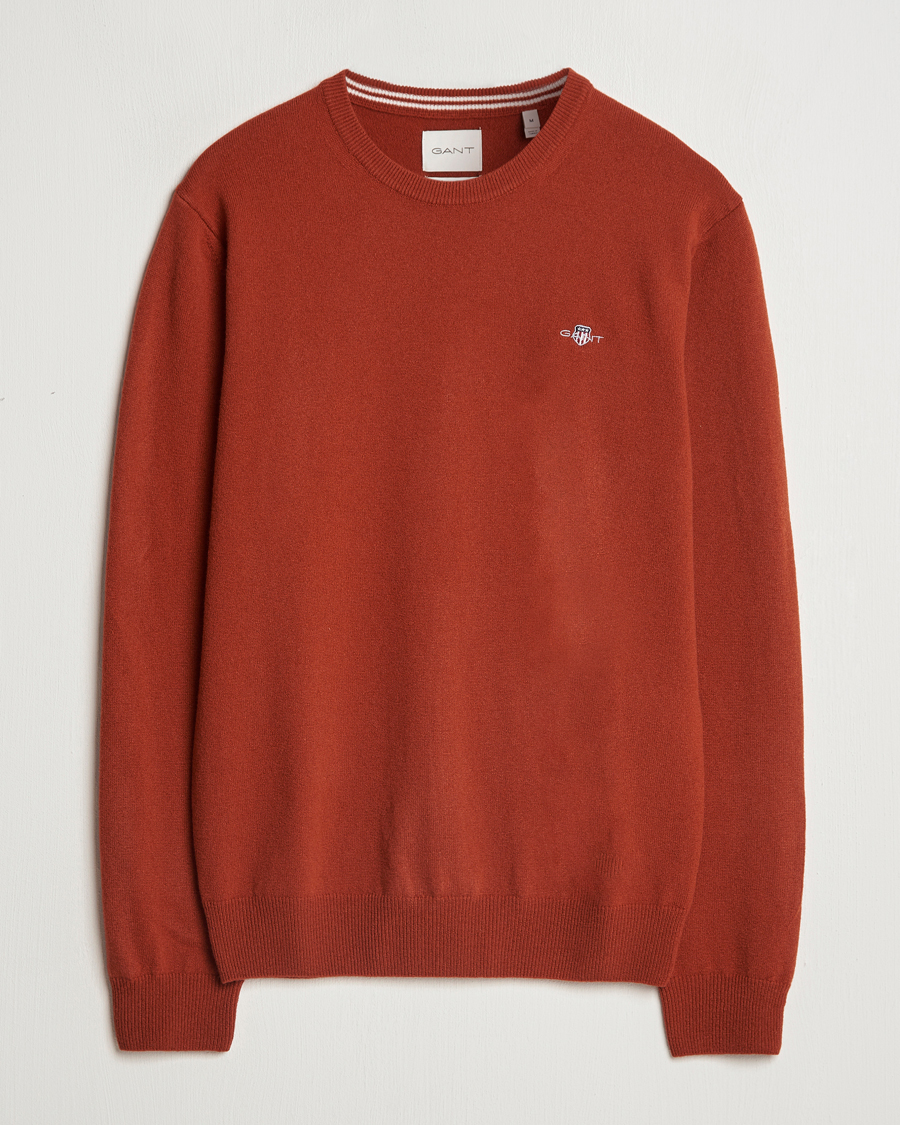 Herr | Tröjor | GANT | Lambswool Crew Neck Pullover Iron Red