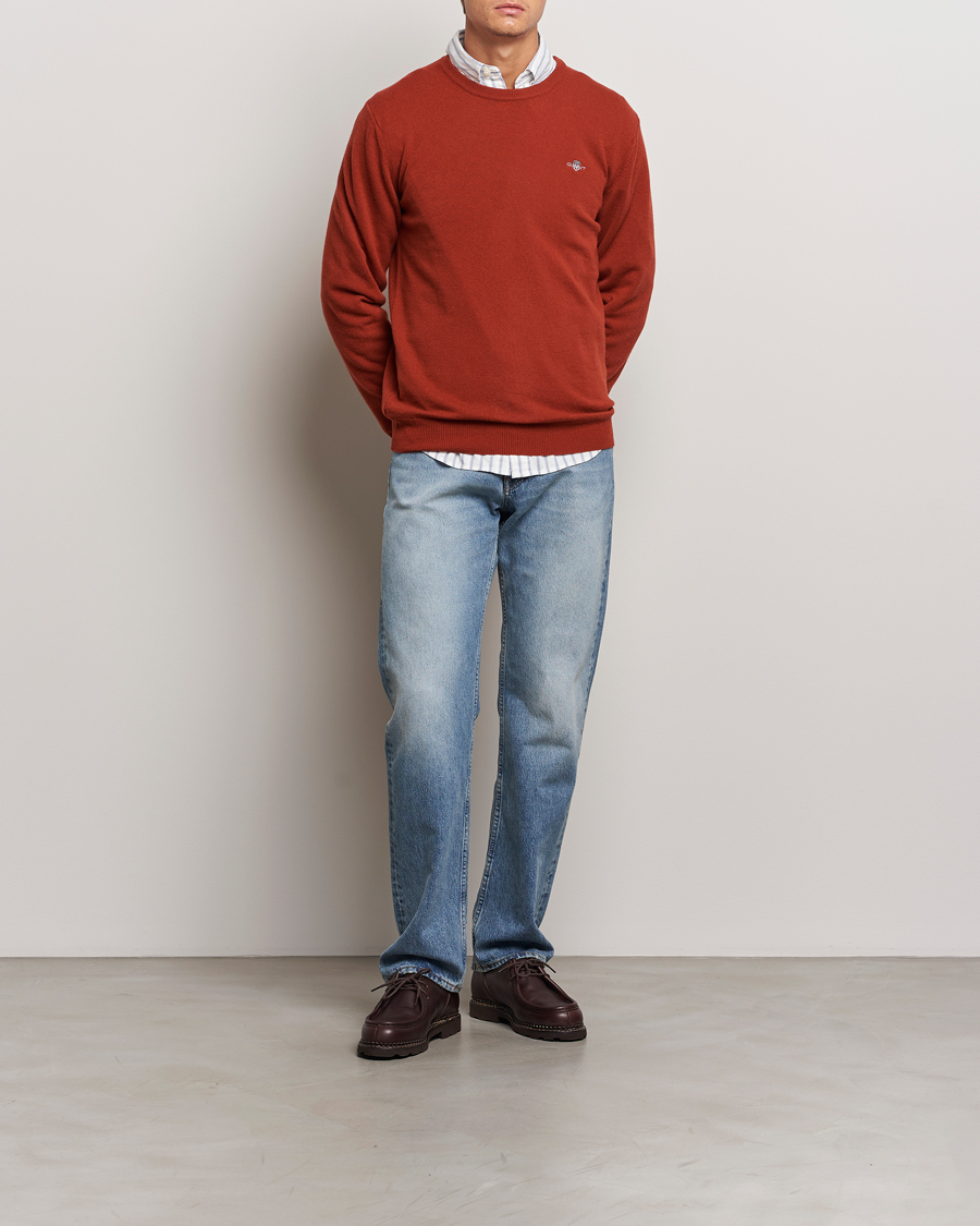 Herr | Tröjor | GANT | Lambswool Crew Neck Pullover Iron Red