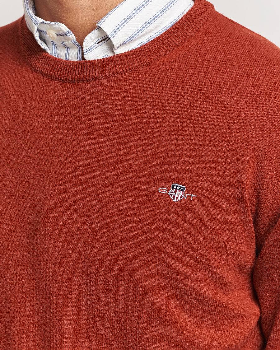 Herr | Tröjor | GANT | Lambswool Crew Neck Pullover Iron Red
