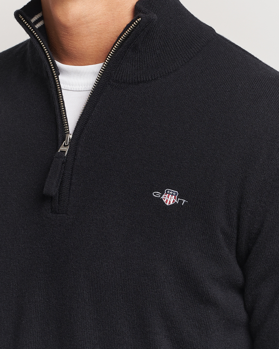 Herr | Tröjor | GANT | Lamsbwool Half Zip Black