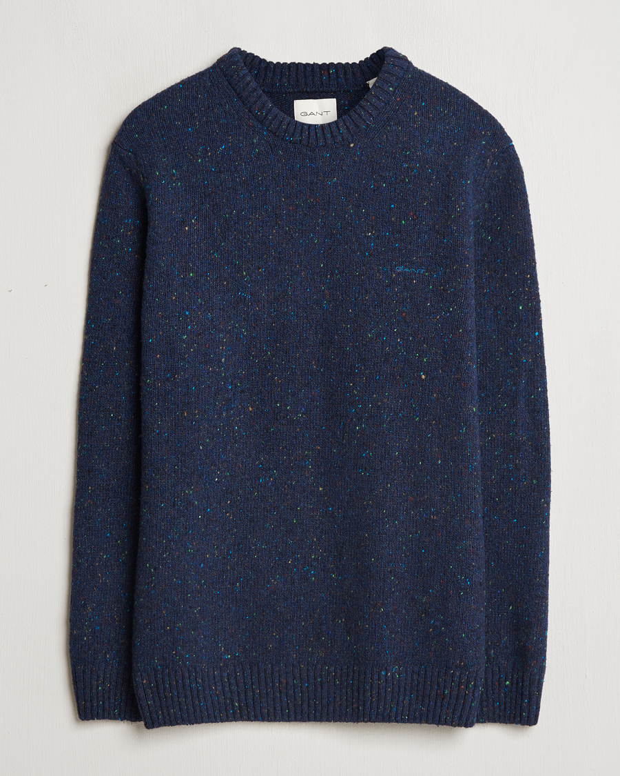Herr | Tröjor | GANT | Neps Wool Crew Neck Evening Blue