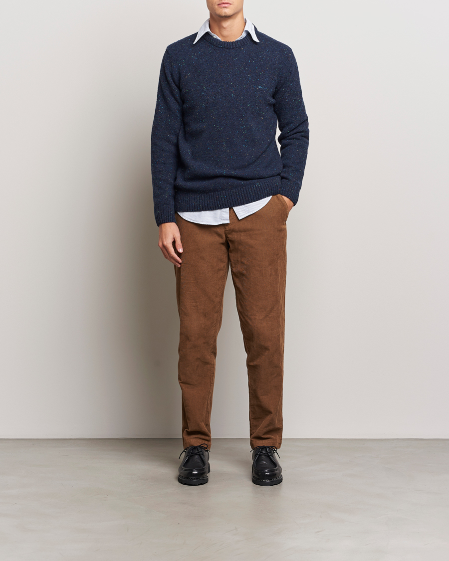 Herr | Tröjor | GANT | Neps Wool Crew Neck Evening Blue