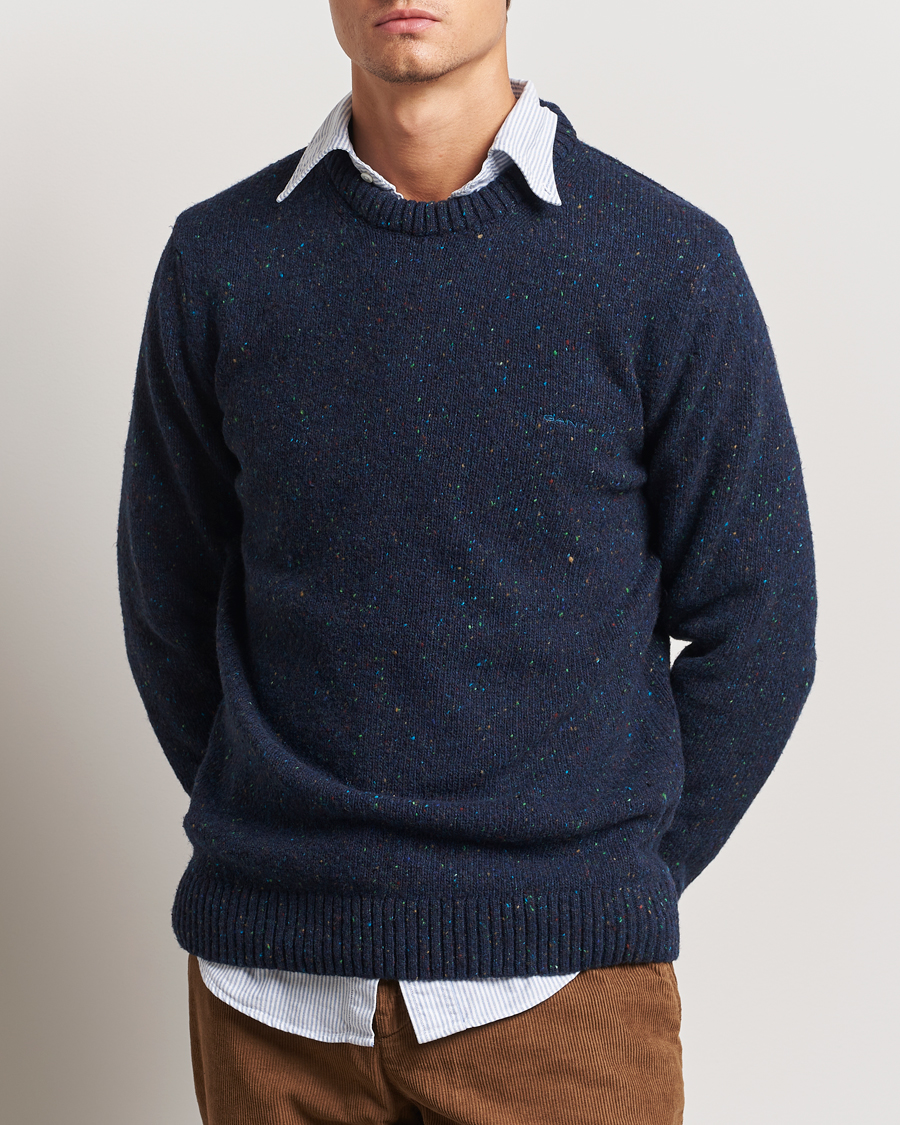 Herr | Tröjor | GANT | Neps Wool Crew Neck Evening Blue