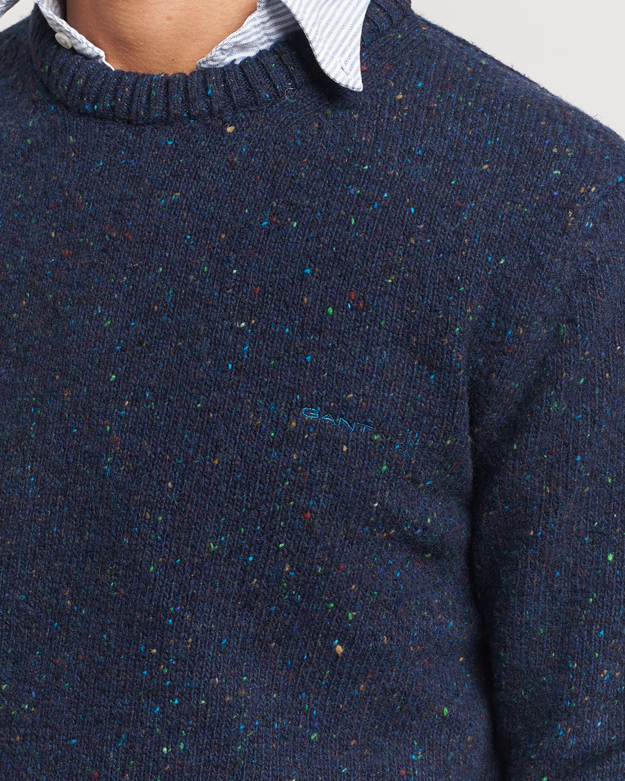 Herr | Tröjor | GANT | Neps Wool Crew Neck Evening Blue