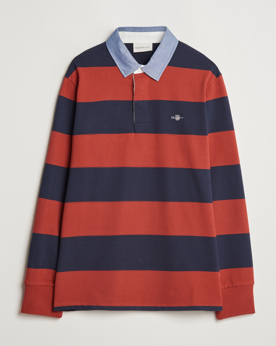 Herr | Tröjor | GANT | Original Barstriped Heavy Rugger Iron Red