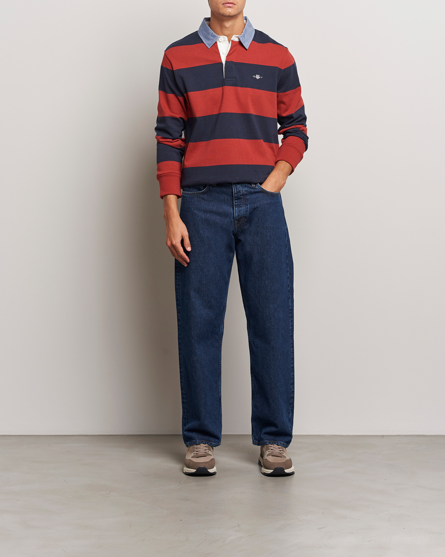 Herr | Tröjor | GANT | Original Barstriped Heavy Rugger Iron Red