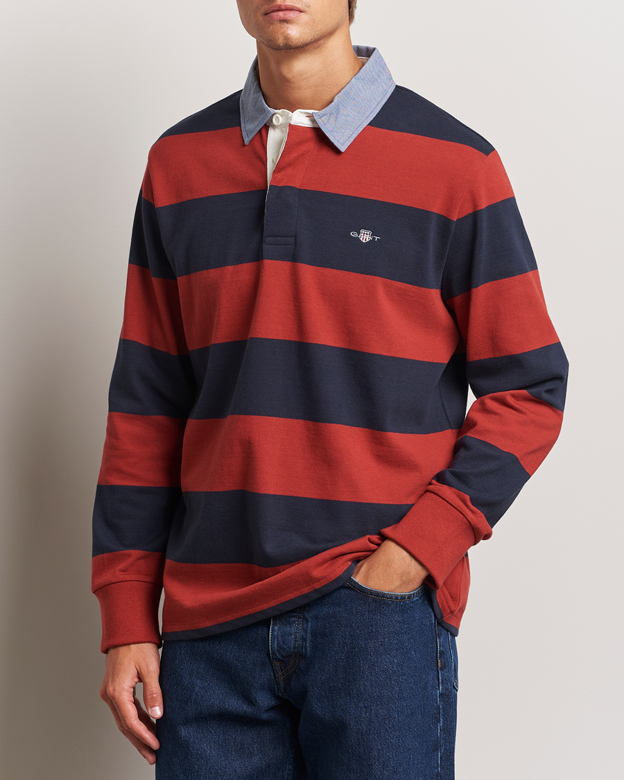 Herr | Tröjor | GANT | Original Barstriped Heavy Rugger Iron Red