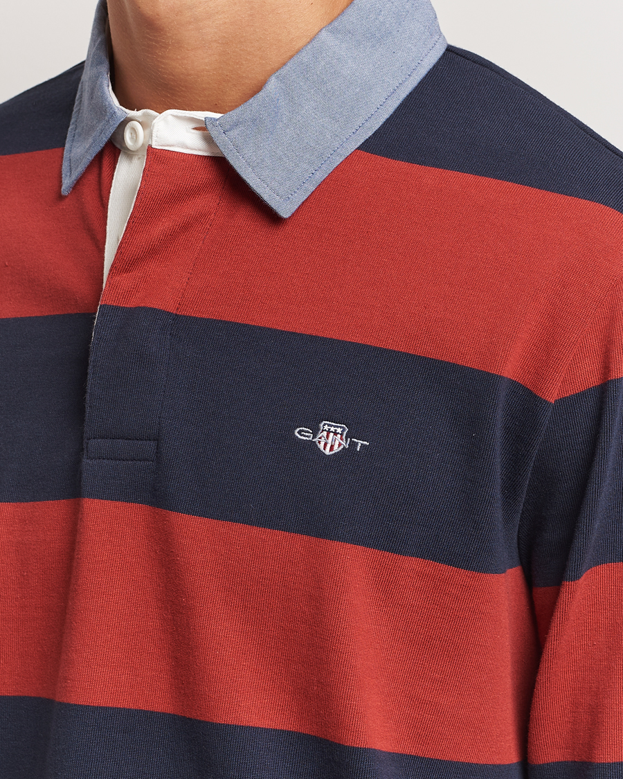 Herr | Tröjor | GANT | Original Barstriped Heavy Rugger Iron Red