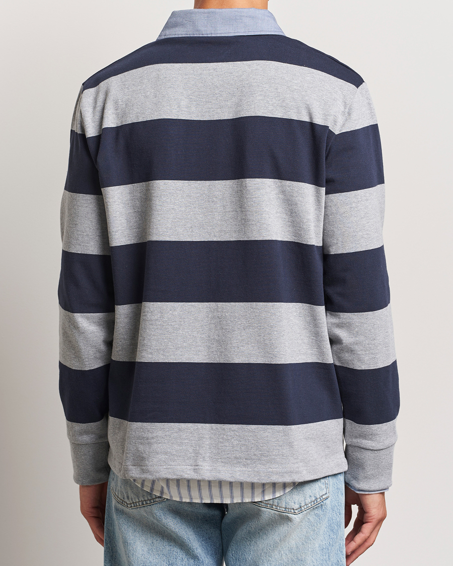 Herr | Tröjor | Gant | Chambray Striped Heavy Rugger Grey Melange