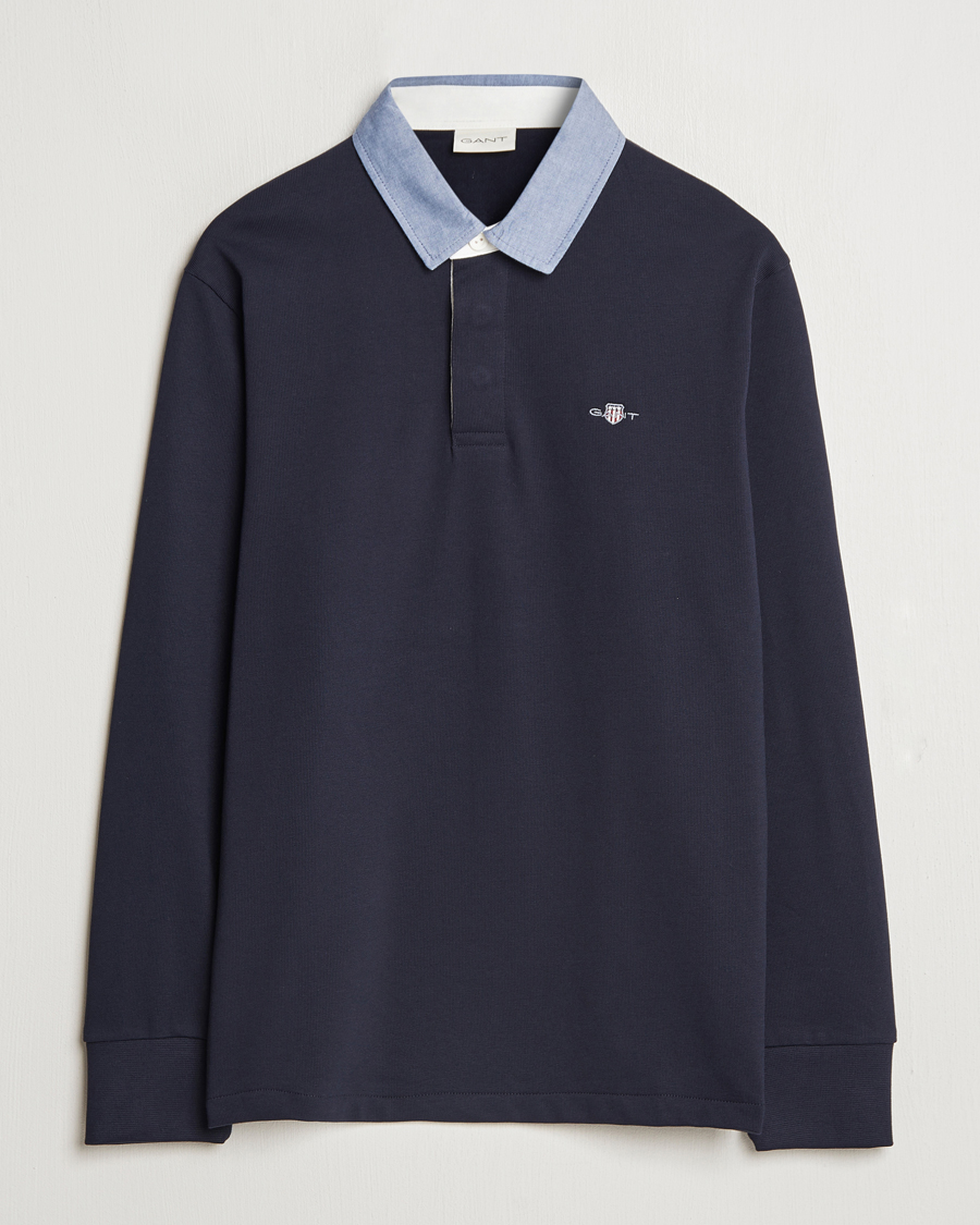 Herr | Tröjor | GANT | Original Solid Heavy Rugger Evening Blue