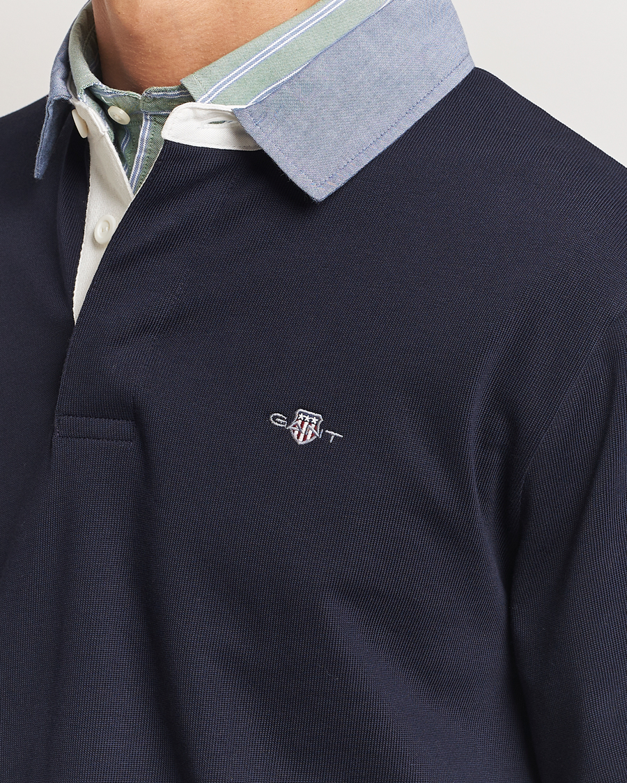 Herr | Tröjor | GANT | Original Solid Heavy Rugger Evening Blue
