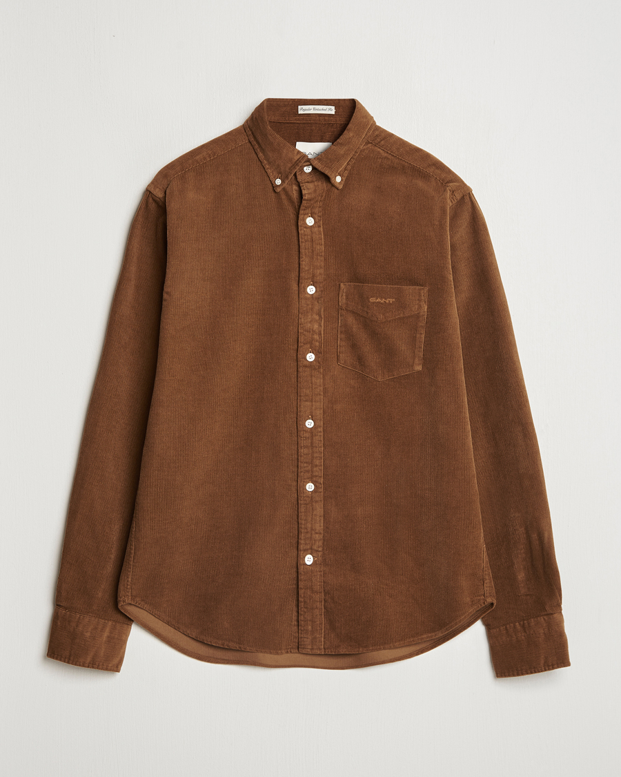 Herr | Skjortor | Gant | Regular Fit Corduroy Shirt Brown Melange