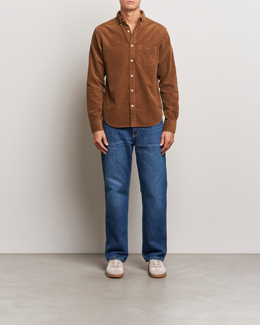 Herr | Skjortor | Gant | Regular Fit Corduroy Shirt Brown Melange