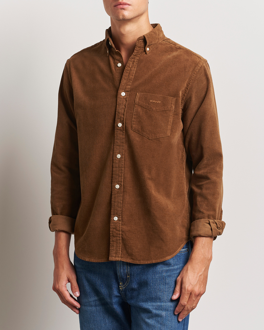 Herr | Skjortor | GANT | Regular Fit Corduroy Shirt Brown Melange