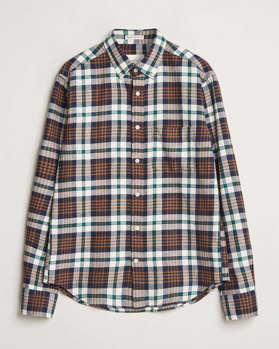 Herr | Skjortor | Gant | Regular Flannel Plaid Shirt Cacao Brown