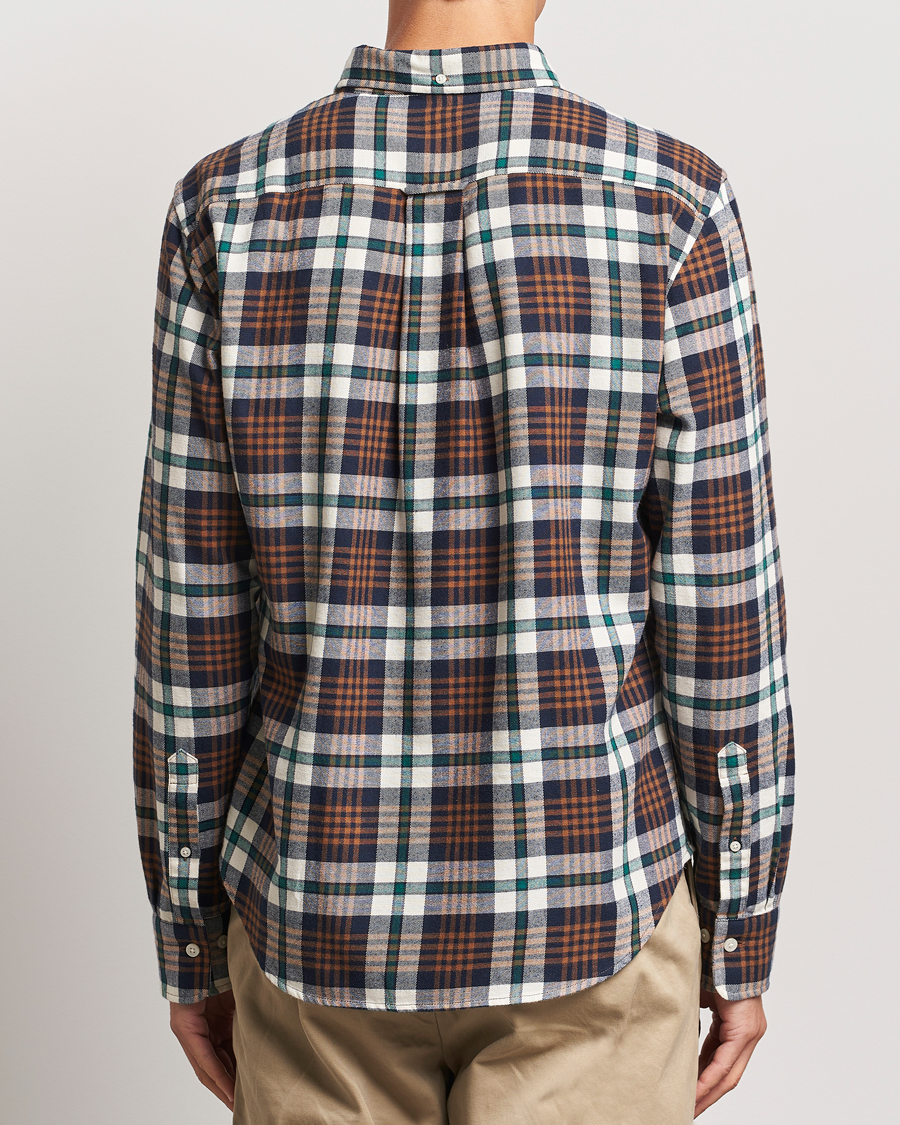 Herr | Skjortor | GANT | Regular Flannel Plaid Shirt Cacao Brown
