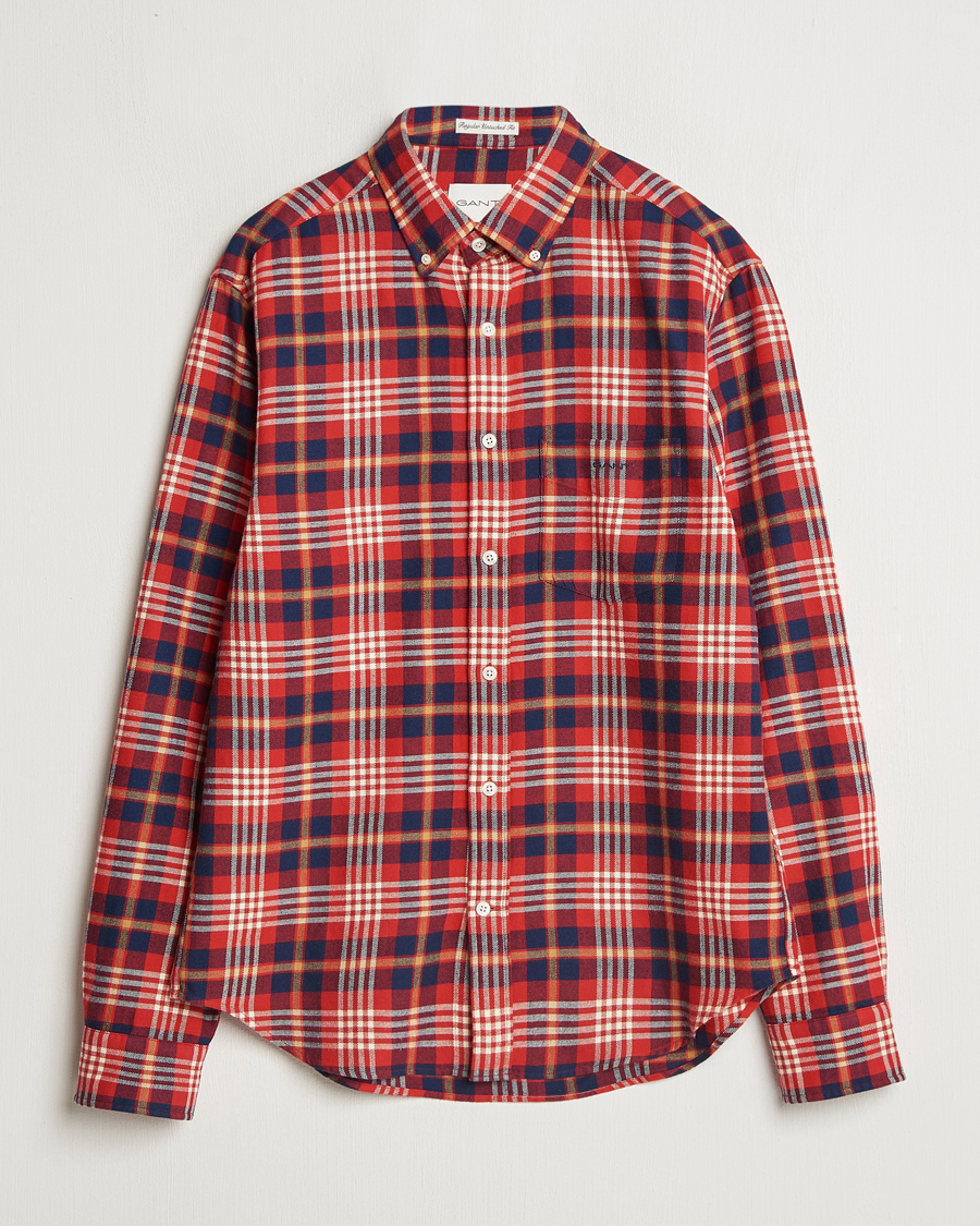 Herr | Skjortor | Gant | Regular Flannel Plaid Shirt Ruby Red