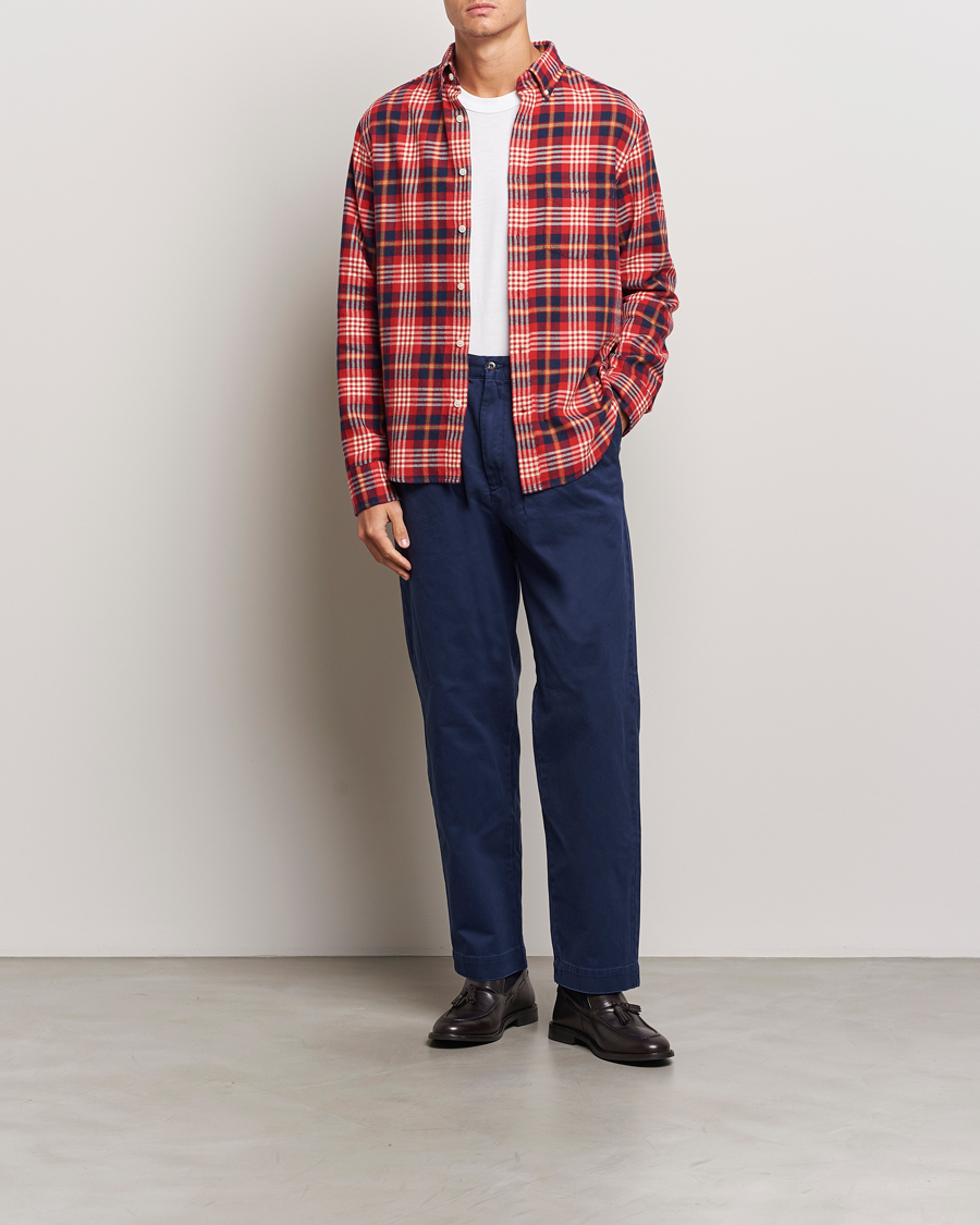 Herr | Skjortor | Gant | Regular Flannel Plaid Shirt Ruby Red