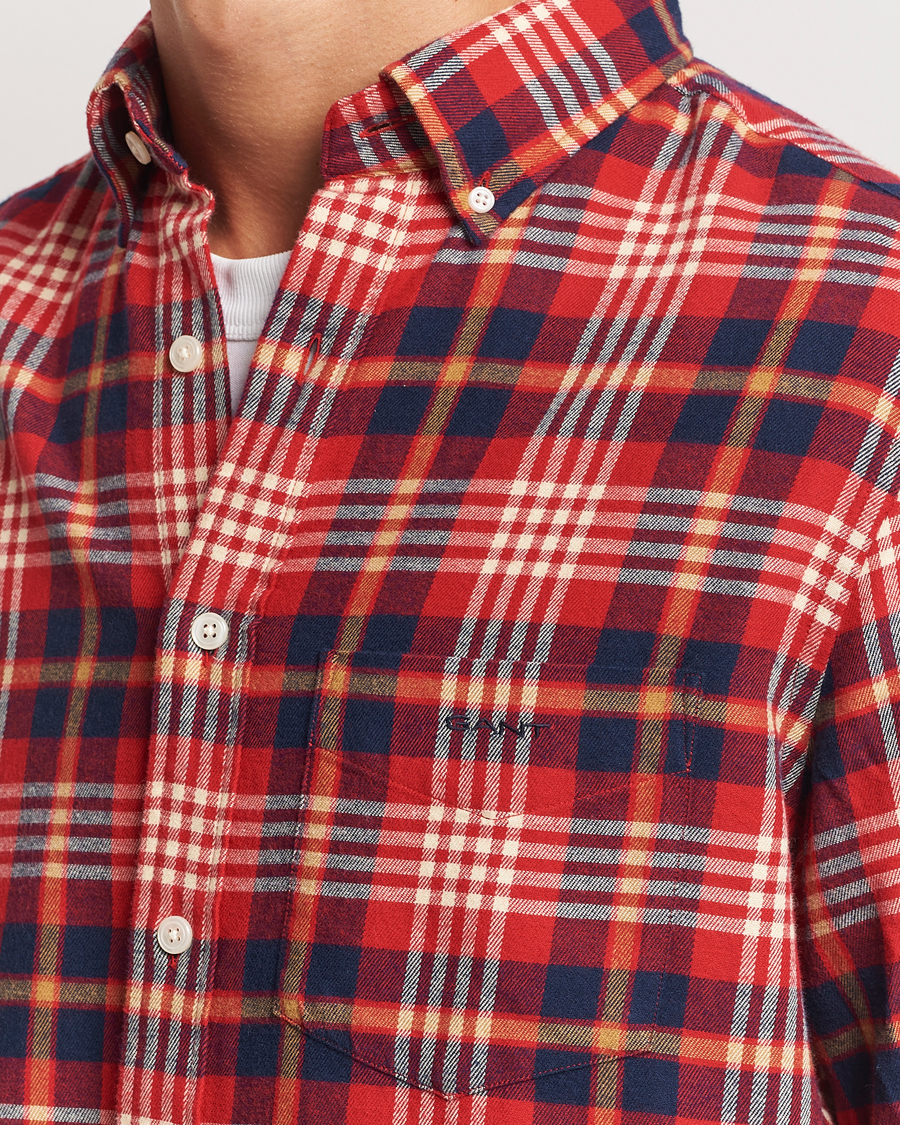 Herr | Skjortor | Gant | Regular Flannel Plaid Shirt Ruby Red