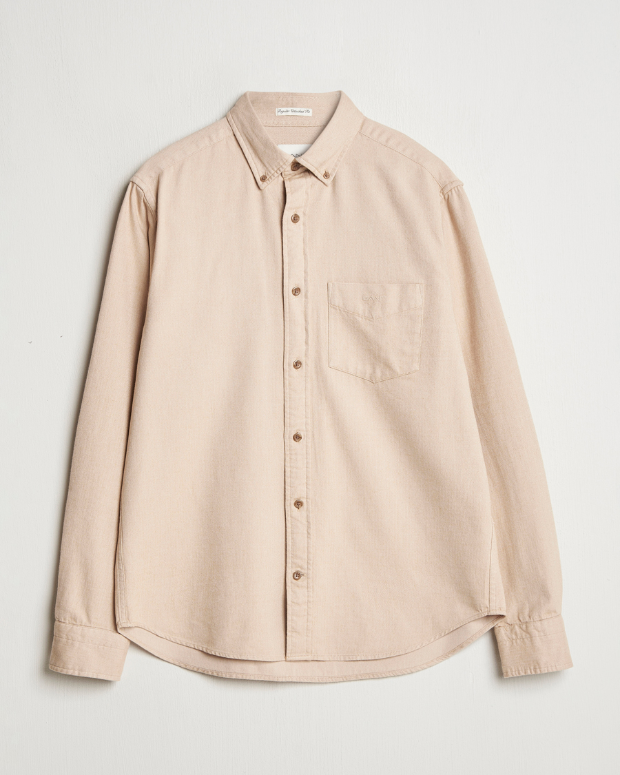 Herr | Skjortor | Gant | Regular Herringbone Flannel Shirt Caramel Beige