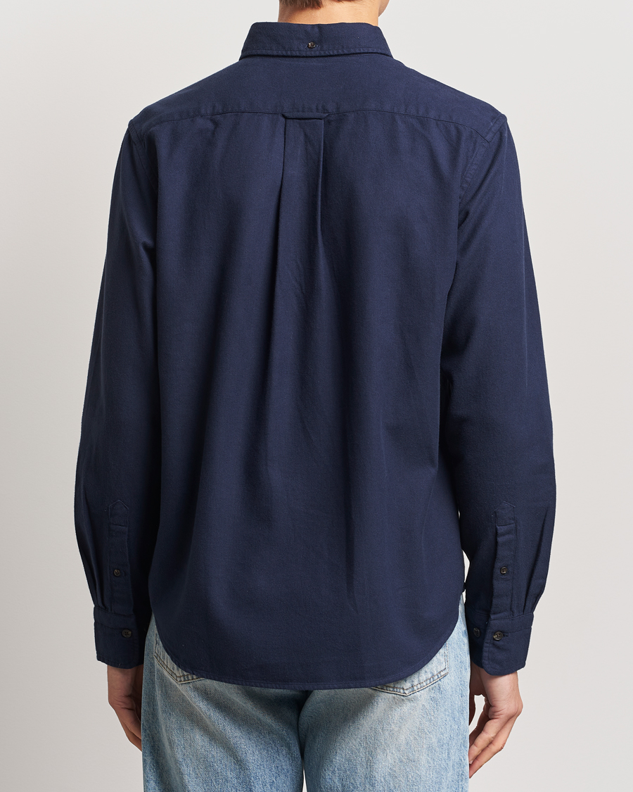 Herr | Skjortor | GANT | Regular Herringbone Flannel Shirt Evening Blue