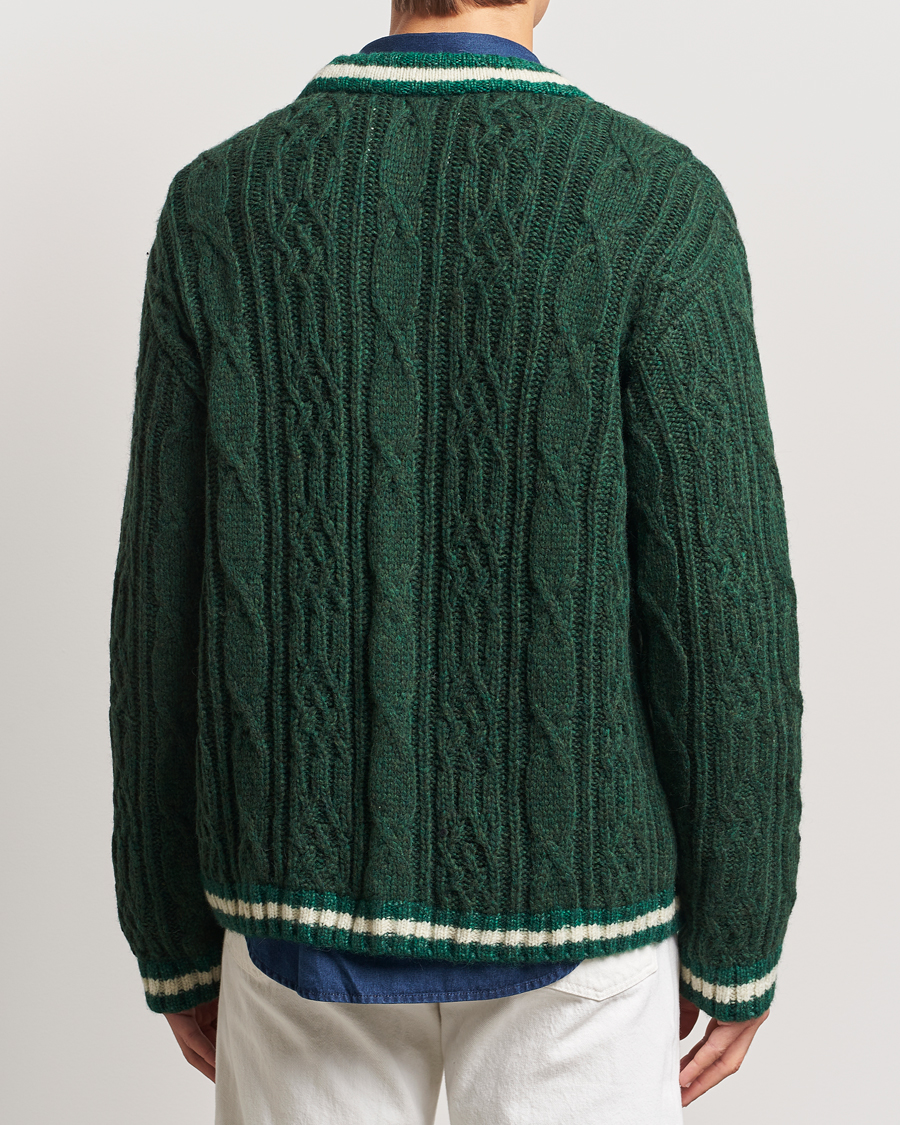 Herr | Tröjor | GANT | Seasonal G Cable V-neck Cardigan Tartan Green
