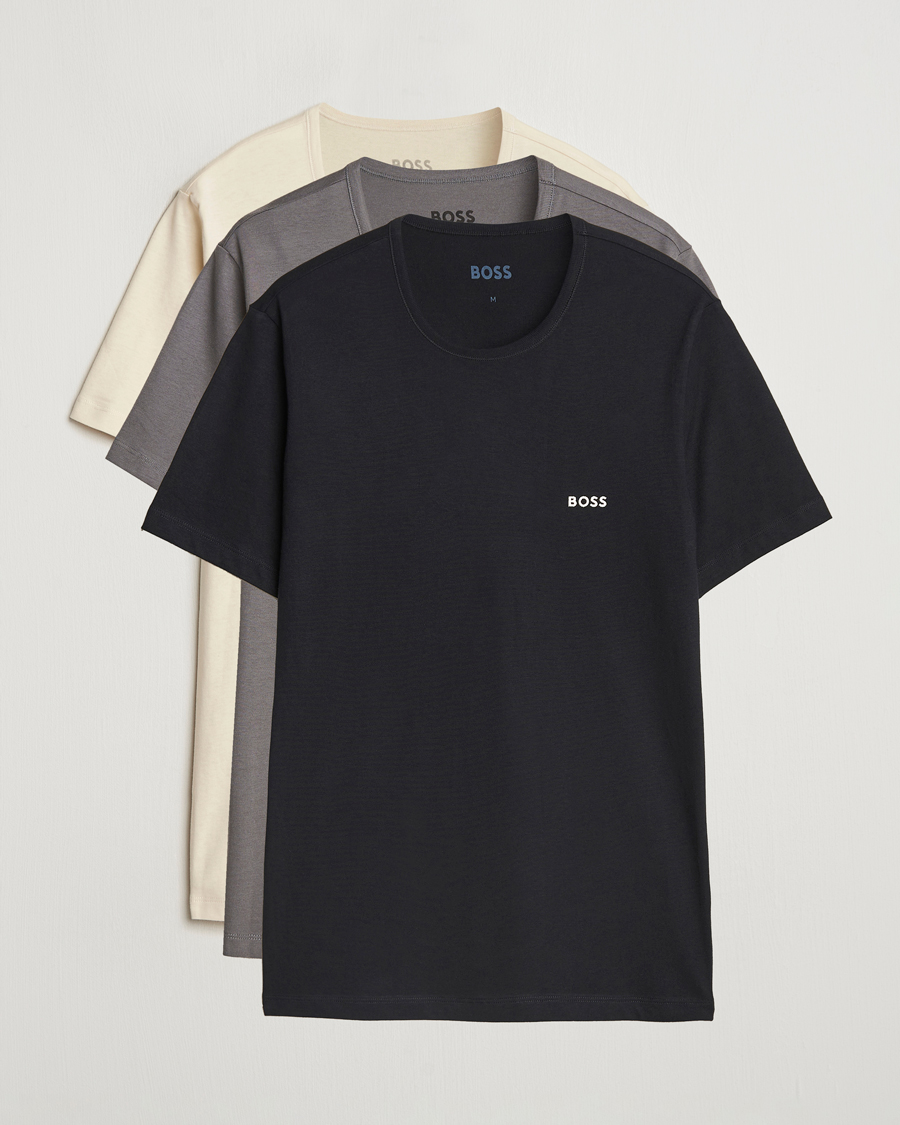 Herr | T-Shirts | BOSS BLACK | 3-Pack Crew Neck T-Shirt White/Grey/Black
