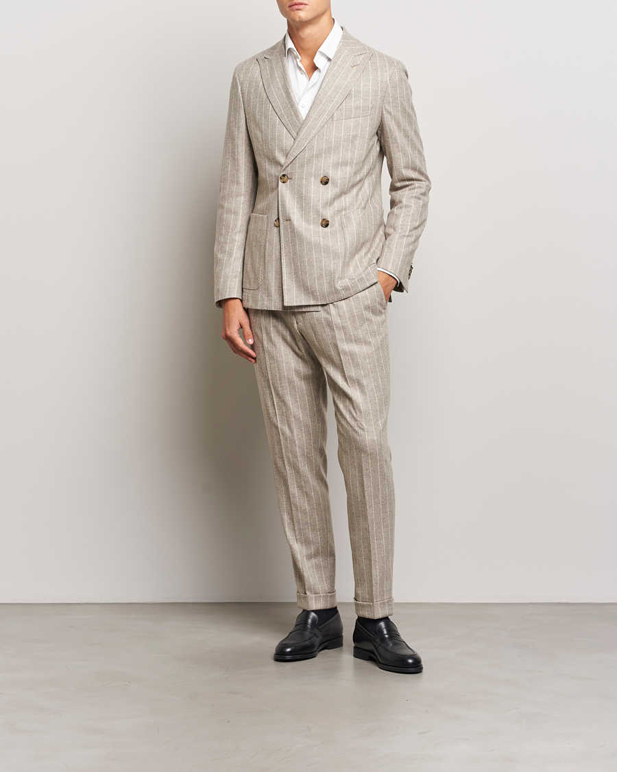 Herr | Kostymer | BOSS BLACK | Hanry Wool Pinstriped Suit Light Beige