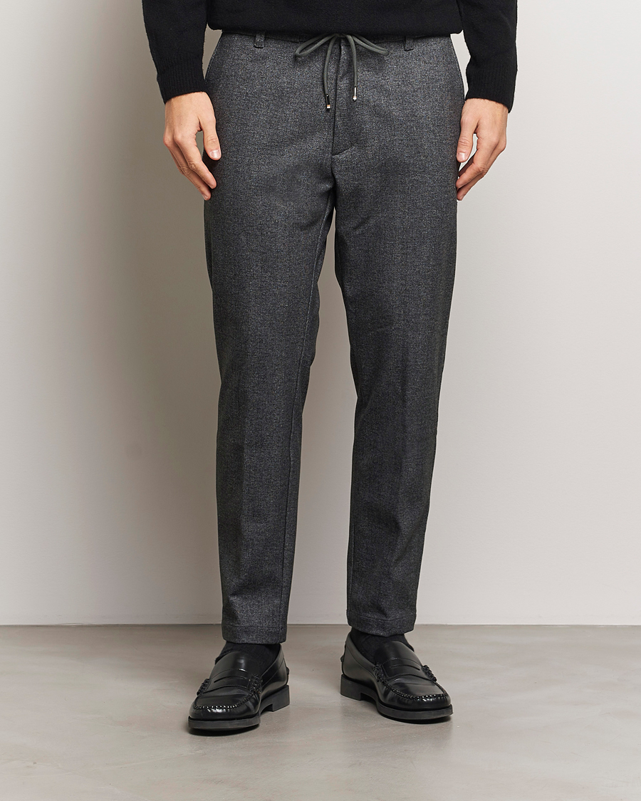 Herr | Byxor | BOSS BLACK | Kane Brushed Drawstring Trousers Dark Grey