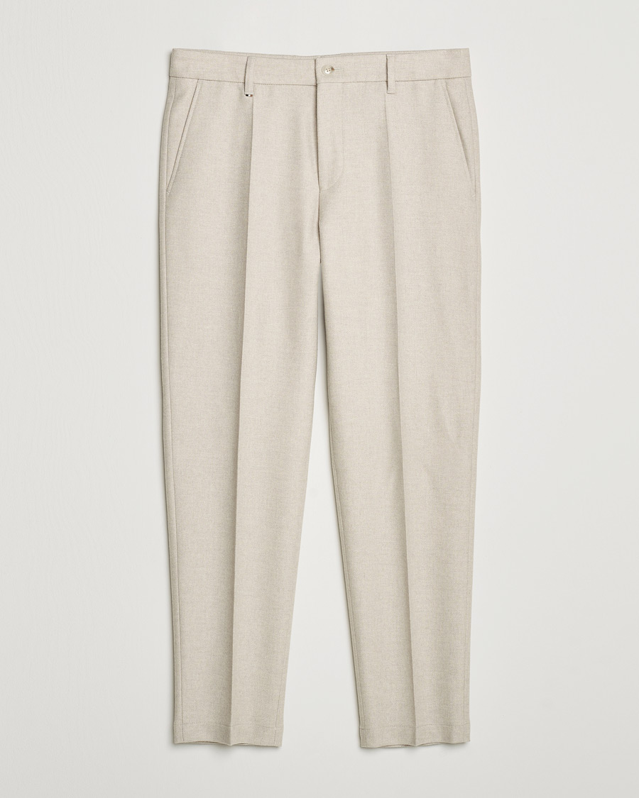 Herr | Byxor | BOSS BLACK | Perin Wool Trousers Open White