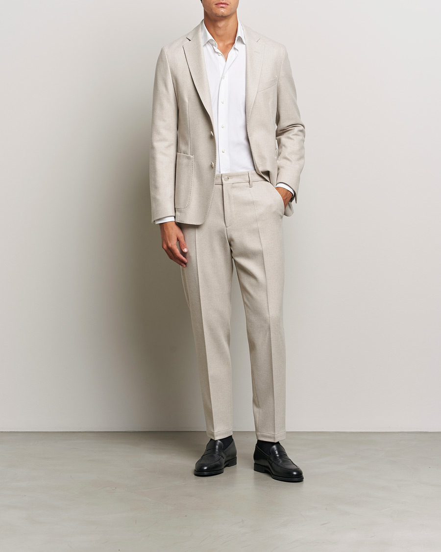 Herr | Byxor | BOSS BLACK | Perin Wool Trousers Open White