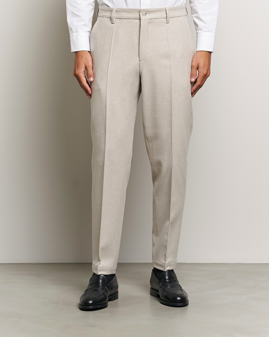 Herr | Byxor | BOSS BLACK | Perin Wool Trousers Open White