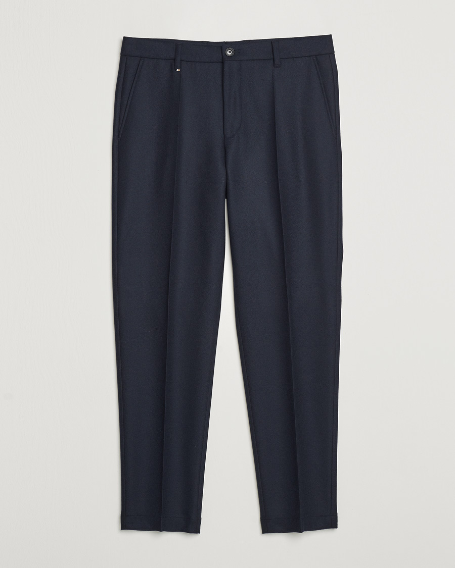 Herr | Byxor | BOSS BLACK | Perin Wool Trousers Dark Blue