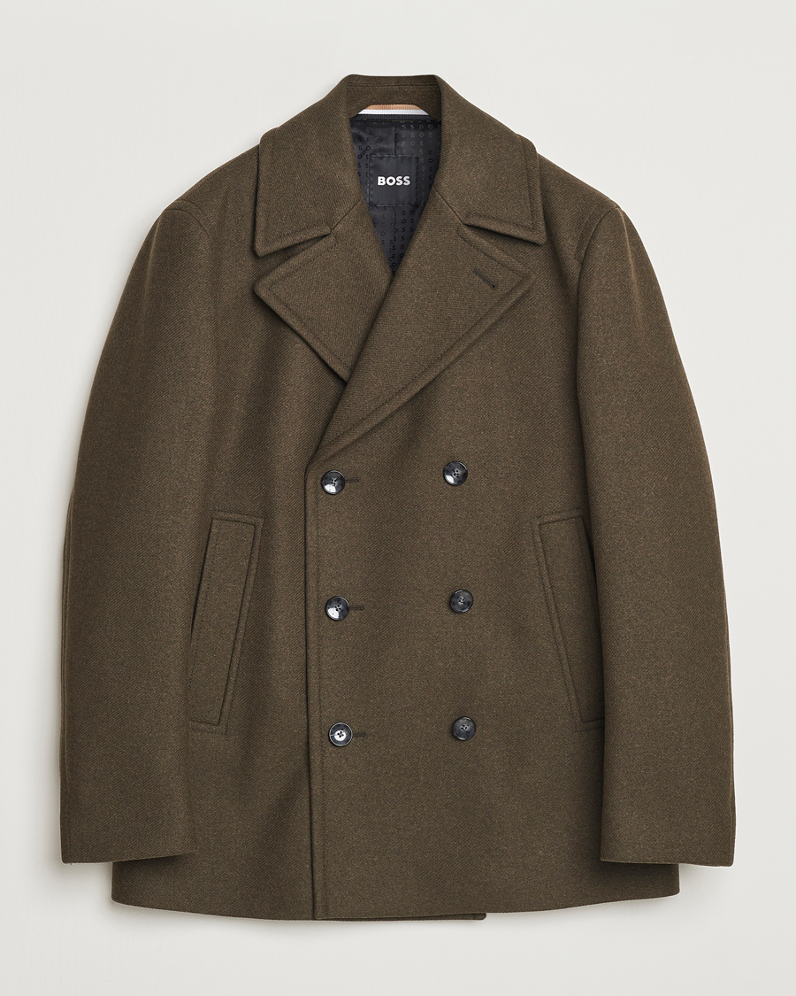 Herr | Jackor | BOSS BLACK | Clay Wool Peacoat Open Green