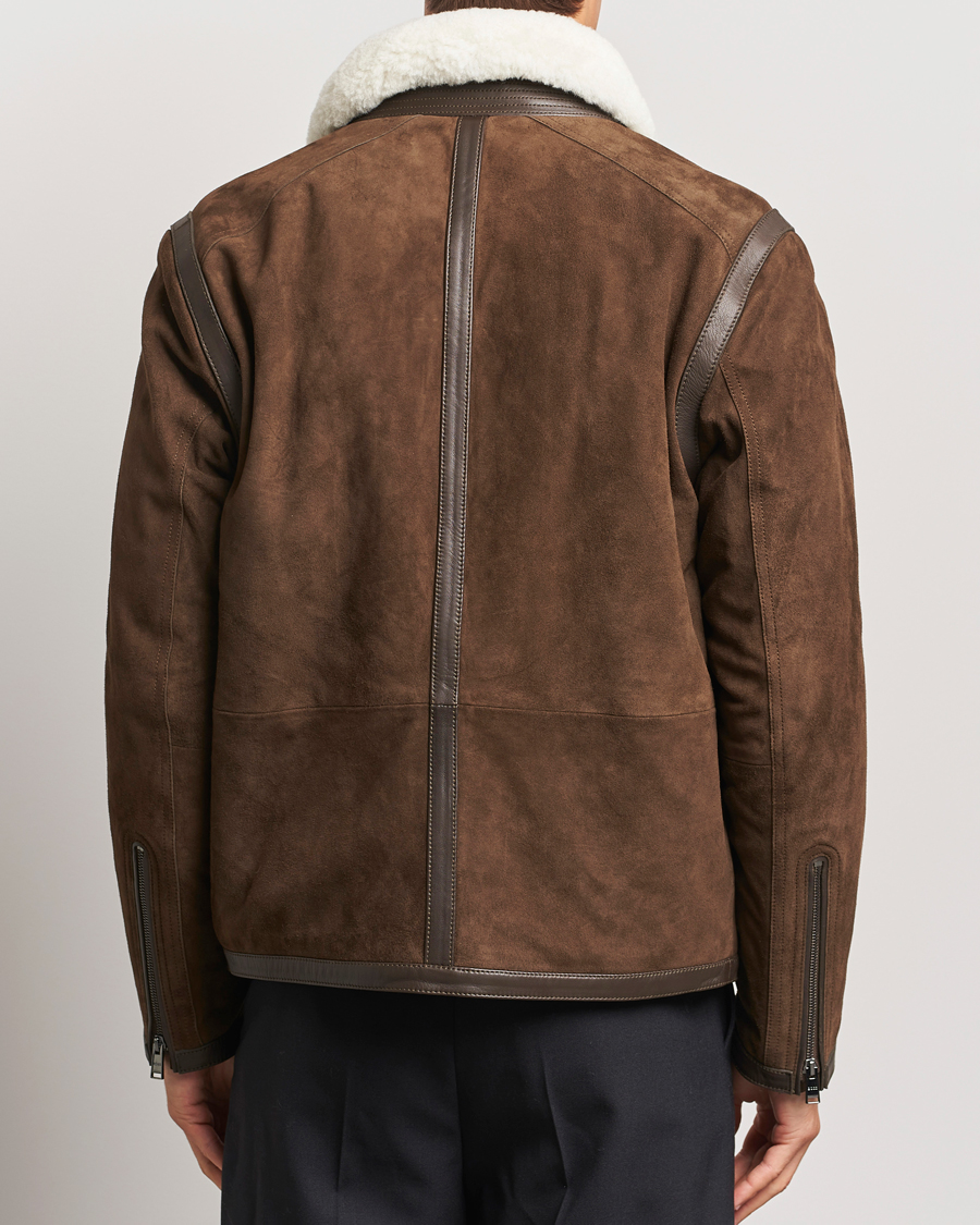 Herr | Jackor | BOSS BLACK | Montel Suede Searling Bomber Jacket Brown