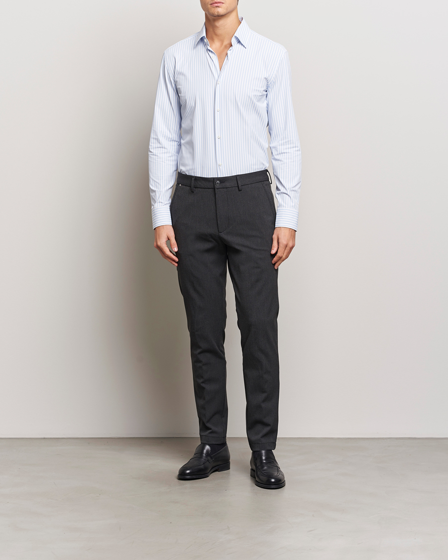 Herr | Skjortor | BOSS BLACK | Hank Striped 4-Way Stretch Shirt Blue/White