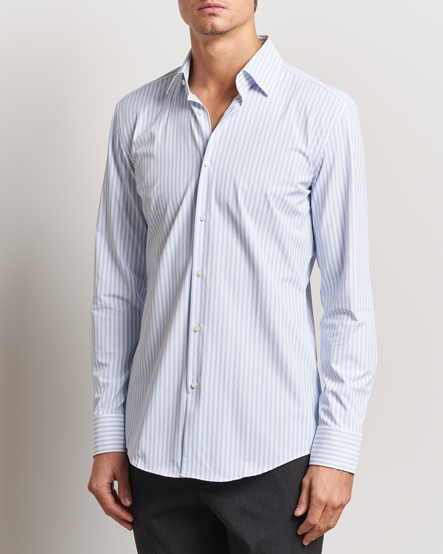 Herr | Skjortor | BOSS BLACK | Hank Striped 4-Way Stretch Shirt Blue/White