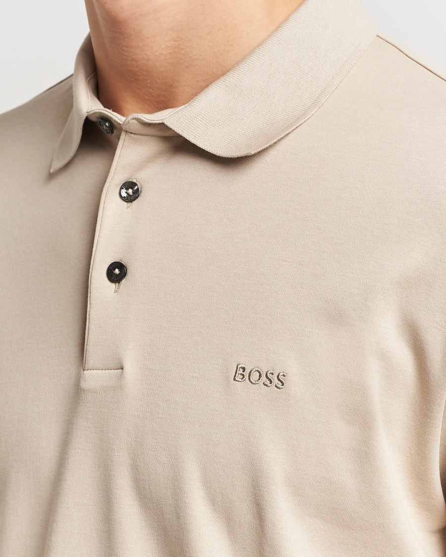 Herr | Tröjor | BOSS BLACK | Pado Mercerized Long Sleeve Polo Light Beige